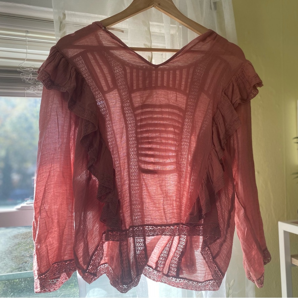 NWT | Free People Coral Blouse - Picture 3 of 8